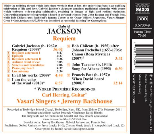 Requiem, in All His Works, I Am the Voice of the Wind - CD Audio di Gabriel Jackson - 2