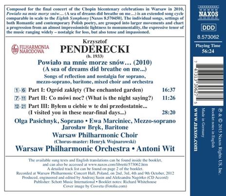 A Sea of Dreams Did Breathe on Me - CD Audio di Krzysztof Penderecki - 2