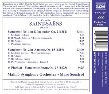 Sinfonie N.1, N.2 - CD Audio di Camille Saint-Saëns,Marc Soustrot - 2