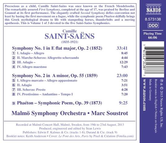 Sinfonie N.1, N.2 - CD Audio di Camille Saint-Saëns,Marc Soustrot - 2