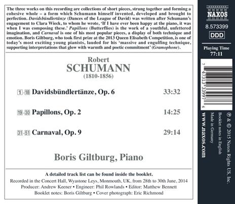 Davidsbündlertänze Op.6 - Carnaval Op.9 - Papillons Op.2 - CD Audio di Robert Schumann - 2