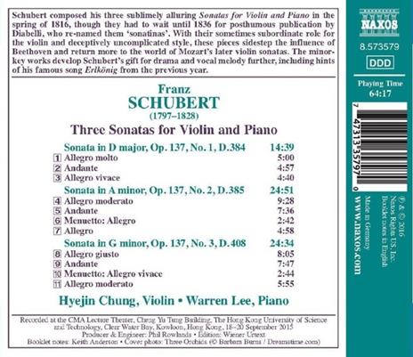 Three Sonatas For Violin - CD Audio di Franz Schubert - 2