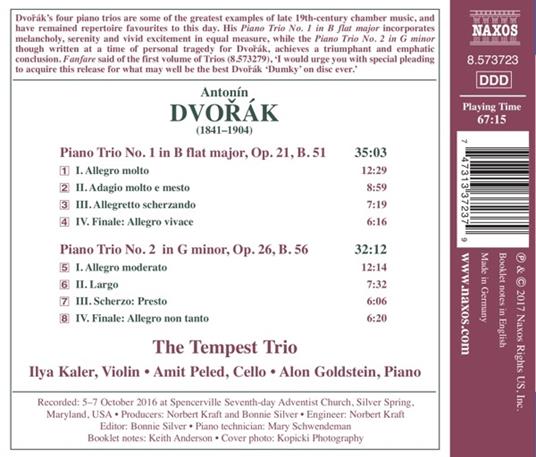 Trio per archi con pianoforte n.1 op.21, n.2 op.26 - CD Audio di Antonin Dvorak - 2