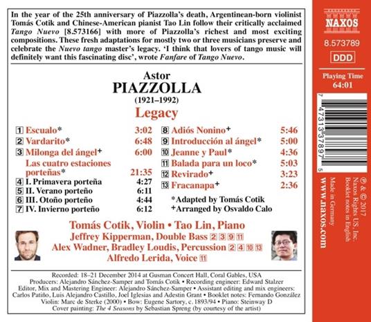 Legacy - CD Audio di Astor Piazzolla,Tomas Cotik - 2