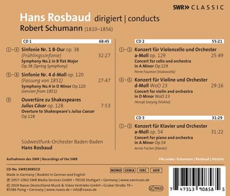 Sinfonie e Concerti. Rosbaud dirige Schumann - CD Audio di Hans Rosbaud - 2