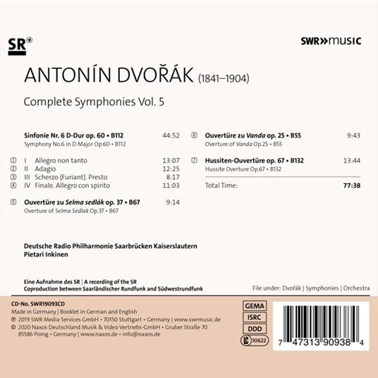 Sinfonia N.6 - Hussite Overture - CD Audio di Antonin Dvorak,Pietari Inkinen - 2