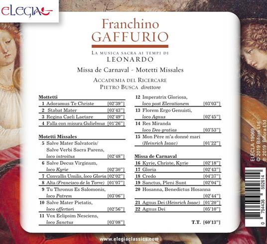 Gaffurio La Musica Sacra Ai Tempi Di Leonardo - CD Audio di Accademia del Ricercare,Pietro Busca,Franchino Gaffurio - 2