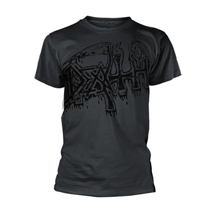 T-Shirt Unisex Tg. L Death - Large Logo - Black Dye Sub With Black Overdye