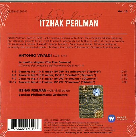 Le quattro stagioni (Perlman 2014) - CD Audio di Antonio Vivaldi,Itzhak Perlman,London Philharmonic Orchestra,Rodney Friend - 2