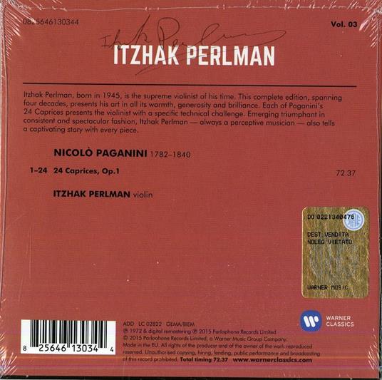 24 Capricci - CD Audio di Niccolò Paganini,Itzhak Perlman - 2