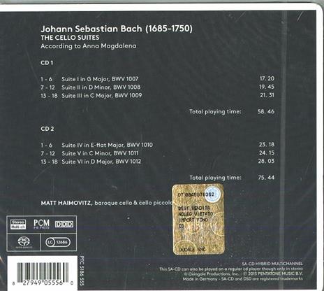 Suites per violoncello solo BWV1007-1012 - SuperAudio CD di Johann Sebastian Bach,Matt Haimovitz - 3