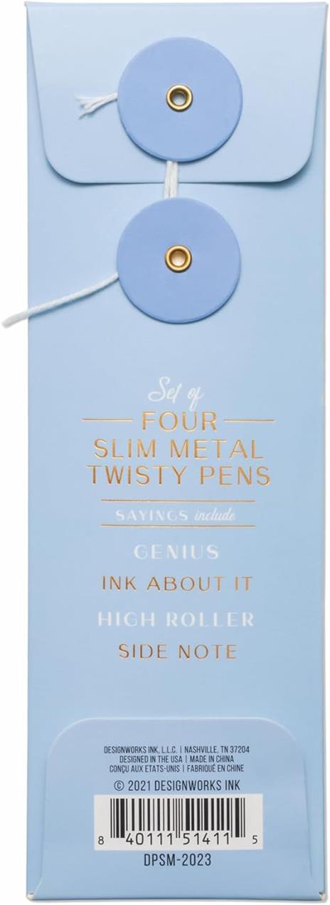 Penne sottili in metallo Twisty - Blu (Set di 4) - 2