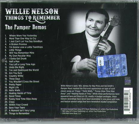 Things to Remember. The Pamper Demos - CD Audio di Willie Nelson - 2