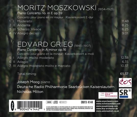 Concerti per pianoforte di Grieg e Moszkowski - CD Audio di Edvard Grieg,Moritz Moszkowski,Joseph Moog,Nicholas Milton - 2