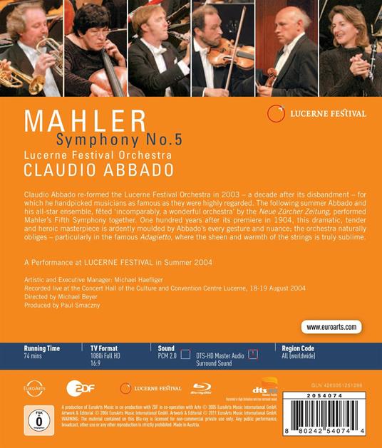 Gustav Mahler. Symphony No. 5 (Blu-ray) - Blu-ray di Gustav Mahler,Claudio Abbado - 2