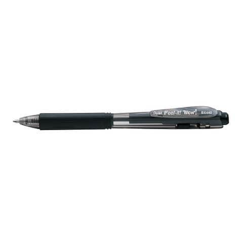 Penne a sfera a scatto Pentel Feel It Wow 1.0 mm nero BX440-AI (Conf.12)