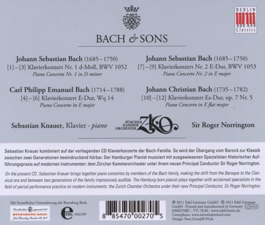 Bach & Sons. Concerto n.1 Bwv 1052, Concerto n.2 Bwv 1053 - CD Audio di Johann Sebastian Bach - 2