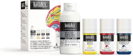 Medium Liquitex Kit Levigante Iridescente 237 Ml + 3 Acrlici Soft Body 59 Ml