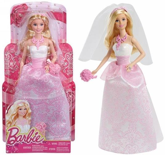 Barbie- Bambola Sposa con abito e accessori tra cui il velo, collier, scarpe e bouquet da tenere in mano