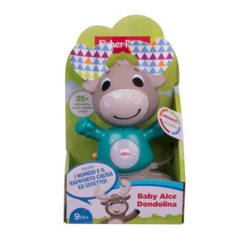 Fisher Price Parlamici Baby Alce Dondolina, Giocattolo Istruttivo per Bambini 9+ Mesi. Mattel (GJB17)