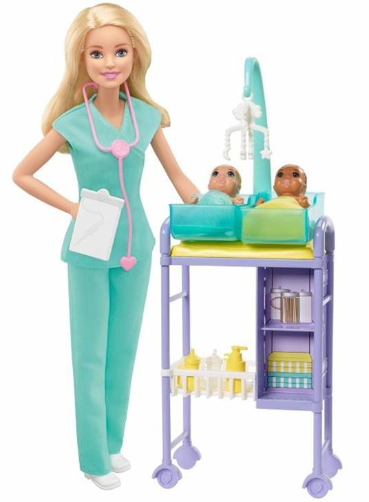 Barbie Carriere Playset Pediatra Bambola, 2 Neonati e Accessori Giocattolo per Bambini 3+ Anni, GKH23 - 3