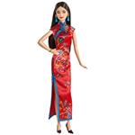 Barbie Signature Capodanno lunare, bambola castana con abito cheongsam in raso rosso e accessori. Mattel (GTJ92)