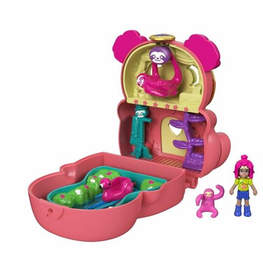 Polly Pocket Cofanetto Flip Bradipo, con Micro Bambola, Bradipo e Scomparti a Sorpresa,Giocattolo per Bambini 4+Anni - 2