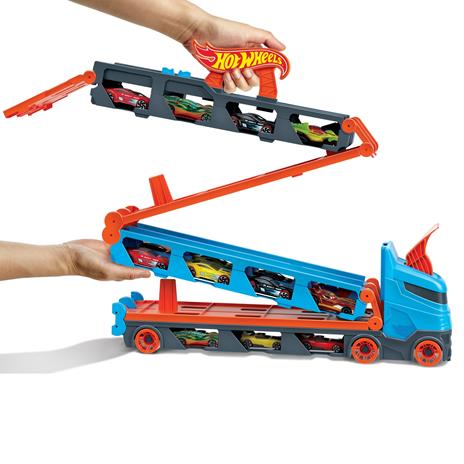 Hot Wheels 2in1 Camion Trasportatore e Pista con 3 Macchinine,Giocattolo per Bambini 4+Anni - 3