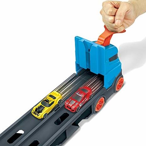 Hot Wheels 2in1 Camion Trasportatore e Pista con 3 Macchinine,Giocattolo per Bambini 4+Anni - 6