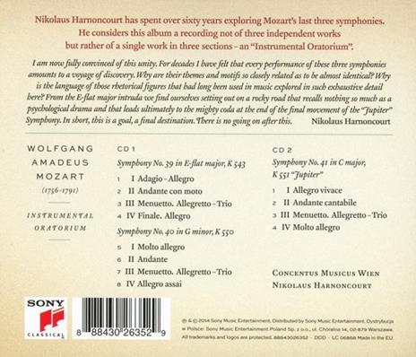 Sinfonie n.39, n.40, n.41 - CD Audio di Wolfgang Amadeus Mozart,Nikolaus Harnoncourt,Concentus Musicus Wien - 2