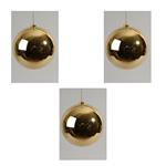 3 Palline Di Natale 14Cm Oro Chiaro Addobbi Decoro Albero