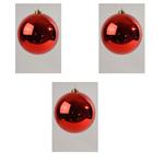 3 Palline Di Natale 14Cm Rosso Lucido Addobbi Decoro Albero