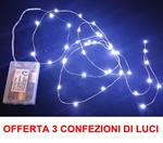 Offerta 3 Conf. 40 Microled Lineari Luci Bianco Freddo Batteria Luci Natale