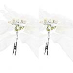 Offerta 2 Poinsettia Bianco Con Clip Glitterata 24Cm Appendibile Addobbi Albero Natale