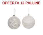 Offerta 12 Palline Di Natale 8cm Bianco Inverno Decorazione Assortita