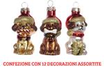 12 Decorazioni Cane Appendibili 4x3.5x7 Cm Assortiti Addobbi Natale