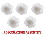 5 Decorazioni Rose Appendibili Con Clips 14cm Con Glitter Bianco Inverno Addobbi