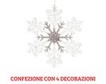 4 Decorazioni Fiocchi Di Neve Appendibili 21 Cm Trasparenti Argento Addobbi Natale