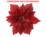 2 Poinsettie Con Clips 24 Cm Rosse Addobbi Natalizi