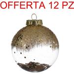 Offerta 12 Palline Oro/trasparente 8cm Addobbi Albero Natale