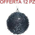 Offerta 12 Palline Blu Notte 8cm Addobbi Albero Natale