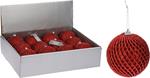 Offerta 6 Palline Rete 8Cm Rosso Glitterata Natale Addobbi Albero