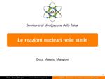 Le reazioni nucleari nelle stelle