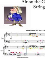 Air on the G String Elementary Beginner Piano Sheet Music with Colored Notes