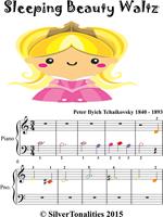 The Sleeping Beauty Waltz Beginner Piano Sheet Music with Colored Notes