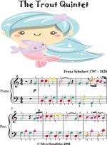 The Trout Easy Piano Sheet Music with Colored Notes