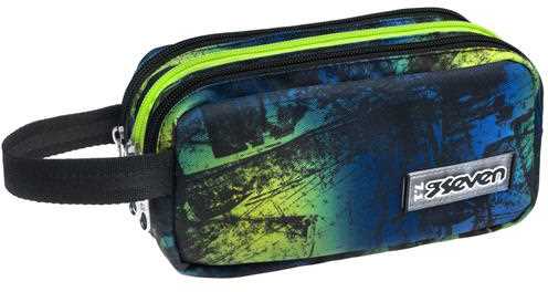 Cartoleria Bustina 3 Zip Seven Freethink Boy, verde-blu fantasia Seven