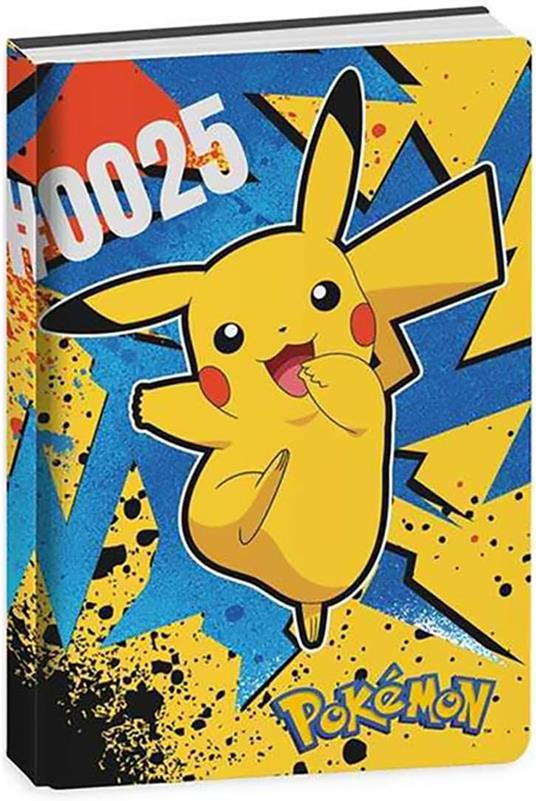 Diario 10 mesi, 2024-25, Pokémon, fantasia blu-giallo con pikachu
