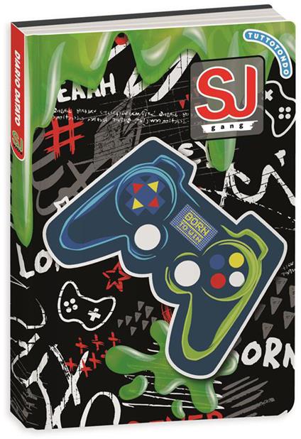 Diario 10 mesi, 2024-25 Datato Sj Gang Boy, blu-verde joystick