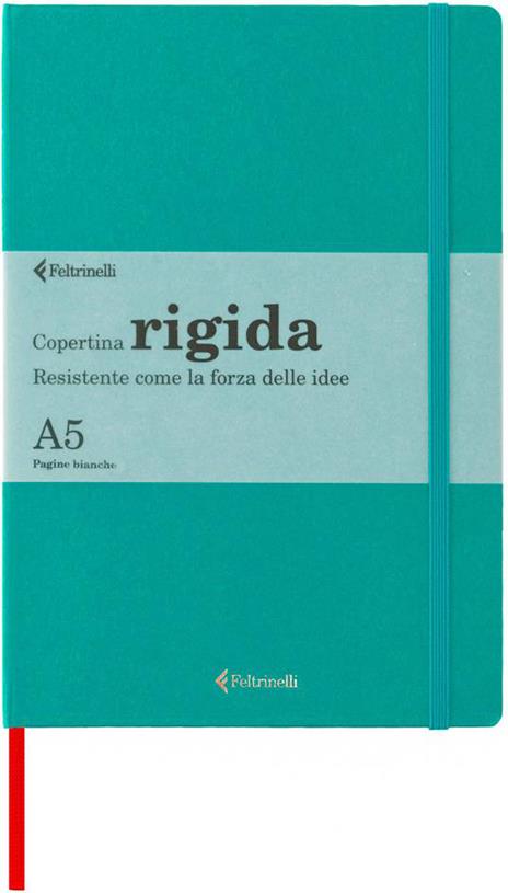 Taccuino Feltrinelli A5, a pagine bianche, copertina rigida, verde ottanio  - 14,8 x 21 cm